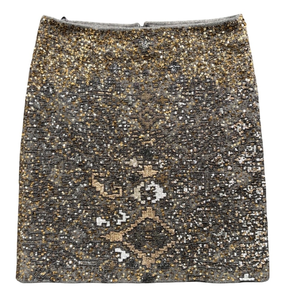 Moulinette Soeurs Skirt Womens 8 Gold Beaded Sequin Y2K Fairycore Whimsigoth